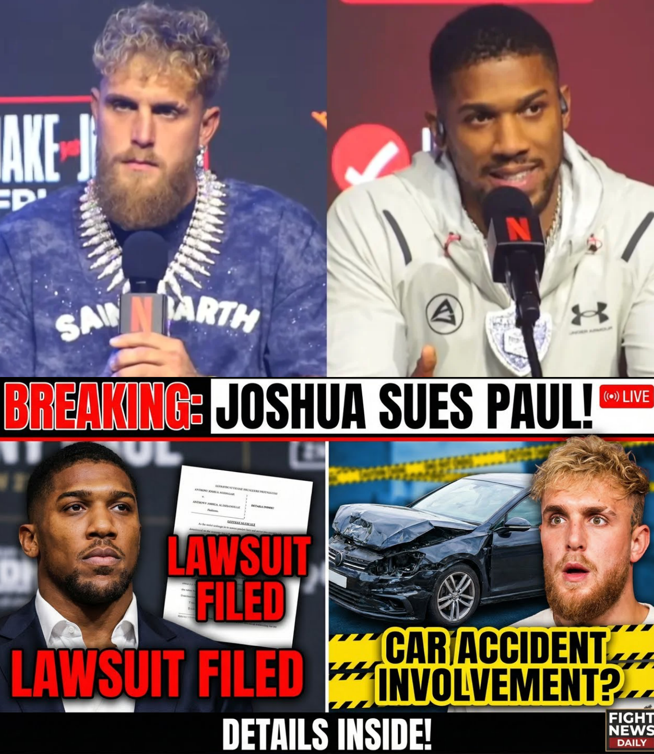 BREAKING: Anthony Joshua SUES Jake Paul for His Involvement In Car Accident!!