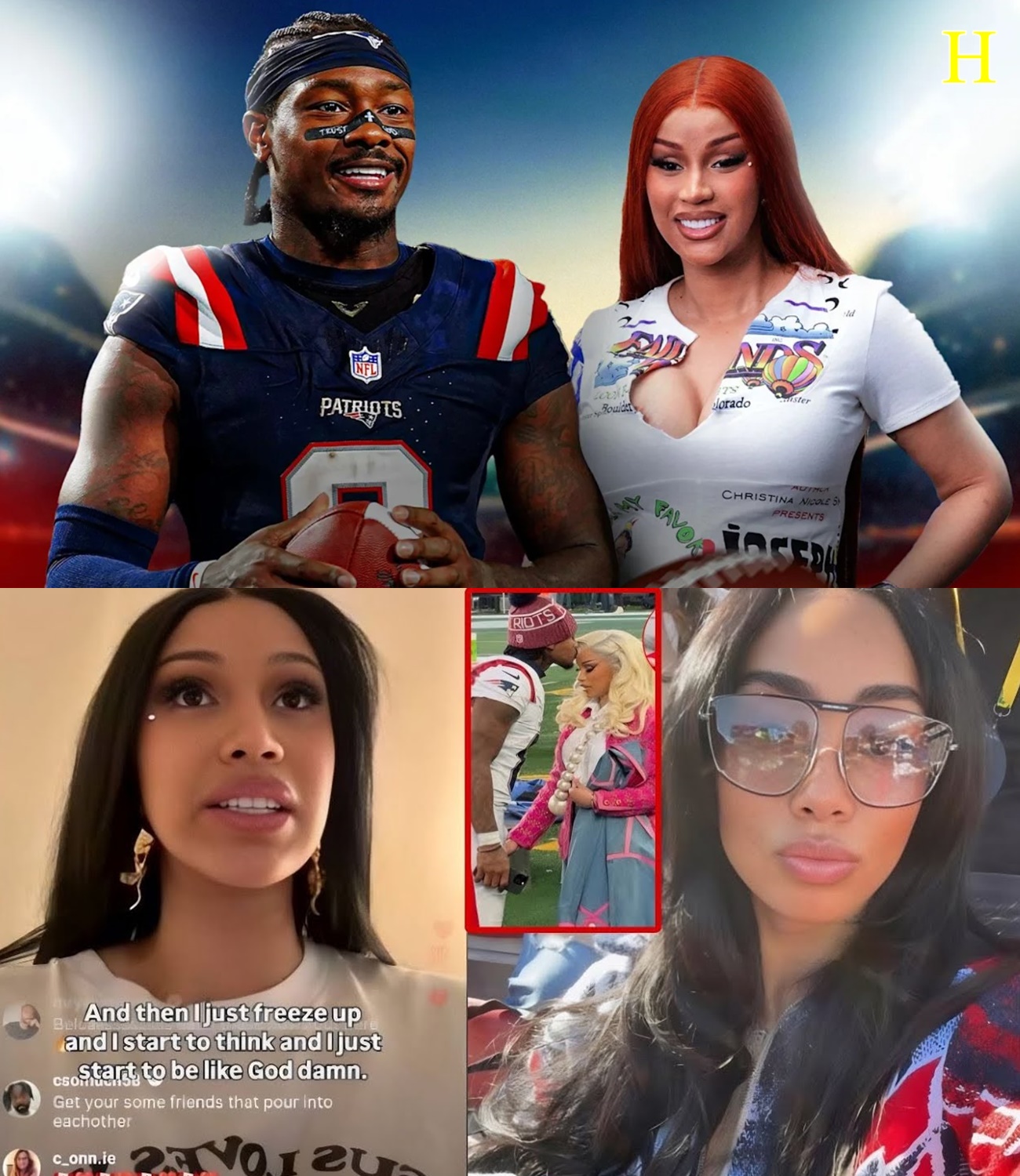 “My Heart DROPS Seing Her W PATRIOT Jersey At Superbowl” Cardi B REACTS On Steffon Diggs BM Coming